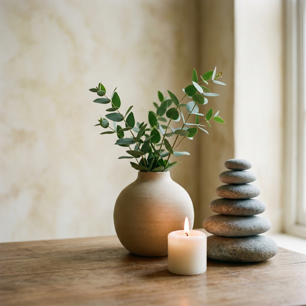 Zen stones and plant